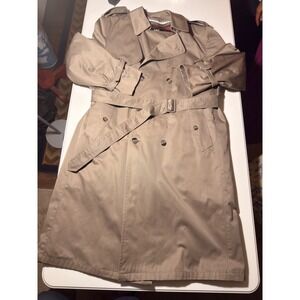 Towne London Fog Mens Khaki Double Breasted Trench Coat with Zip Out Liner Tan